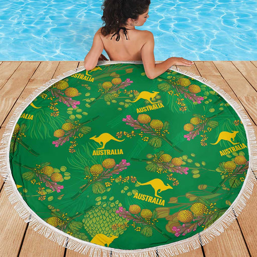 Australia Billy Buttons Beach Blanket Aussie Pycnosorus Kangaroo Seamless Style