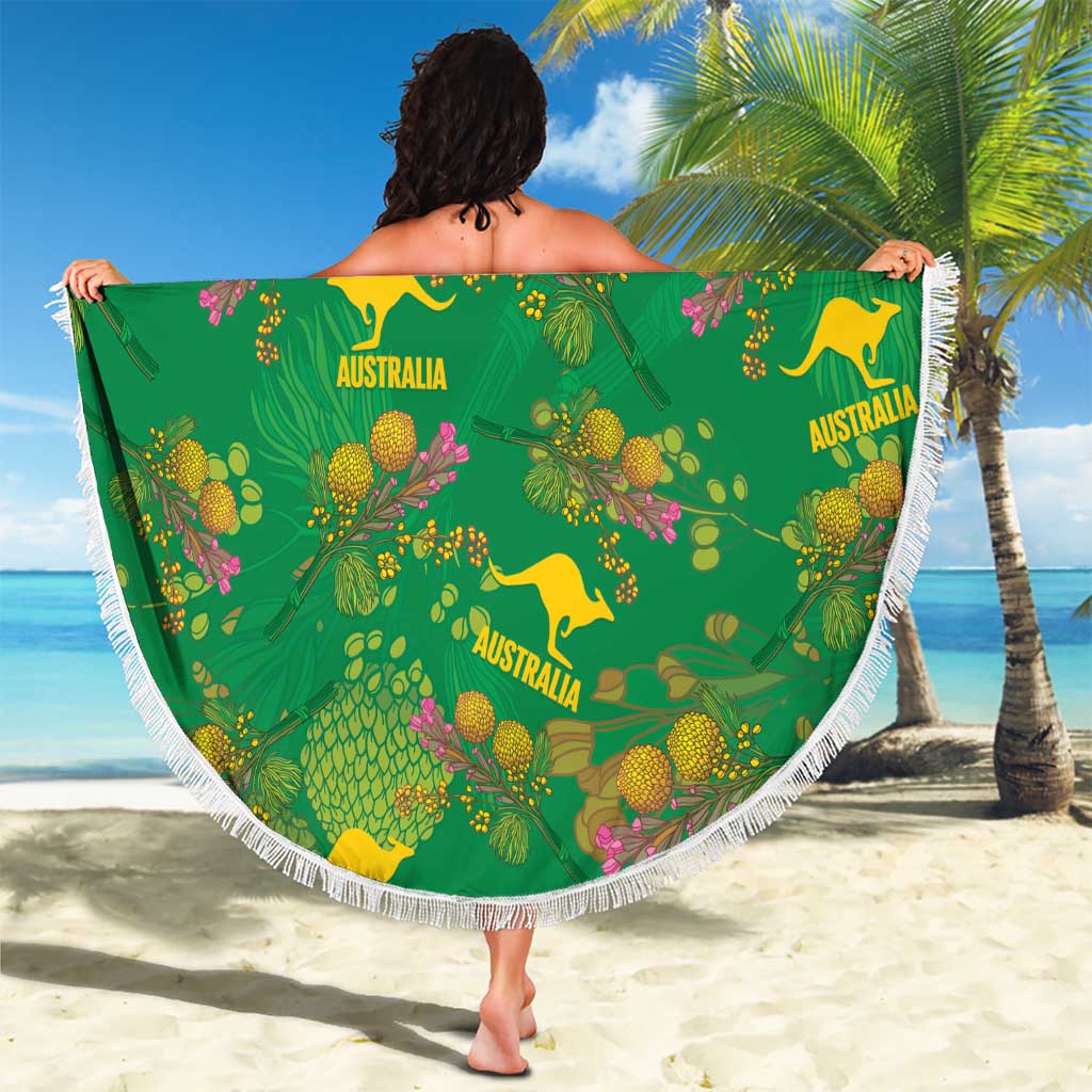 Australia Billy Buttons Beach Blanket Aussie Pycnosorus Kangaroo Seamless Style