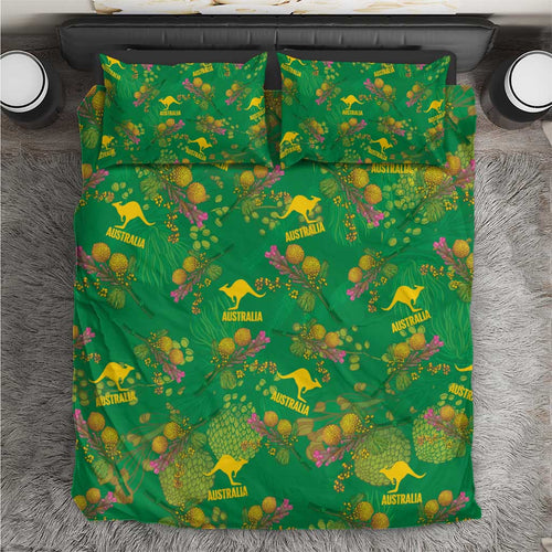 Australia Billy Buttons Bedding Set Aussie Pycnosorus Kangaroo Seamless Style