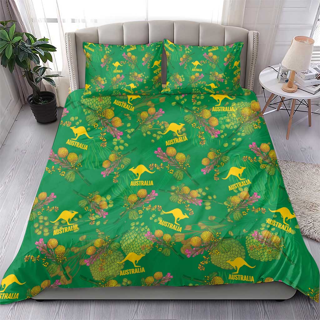 Australia Billy Buttons Bedding Set Aussie Pycnosorus Kangaroo Seamless Style