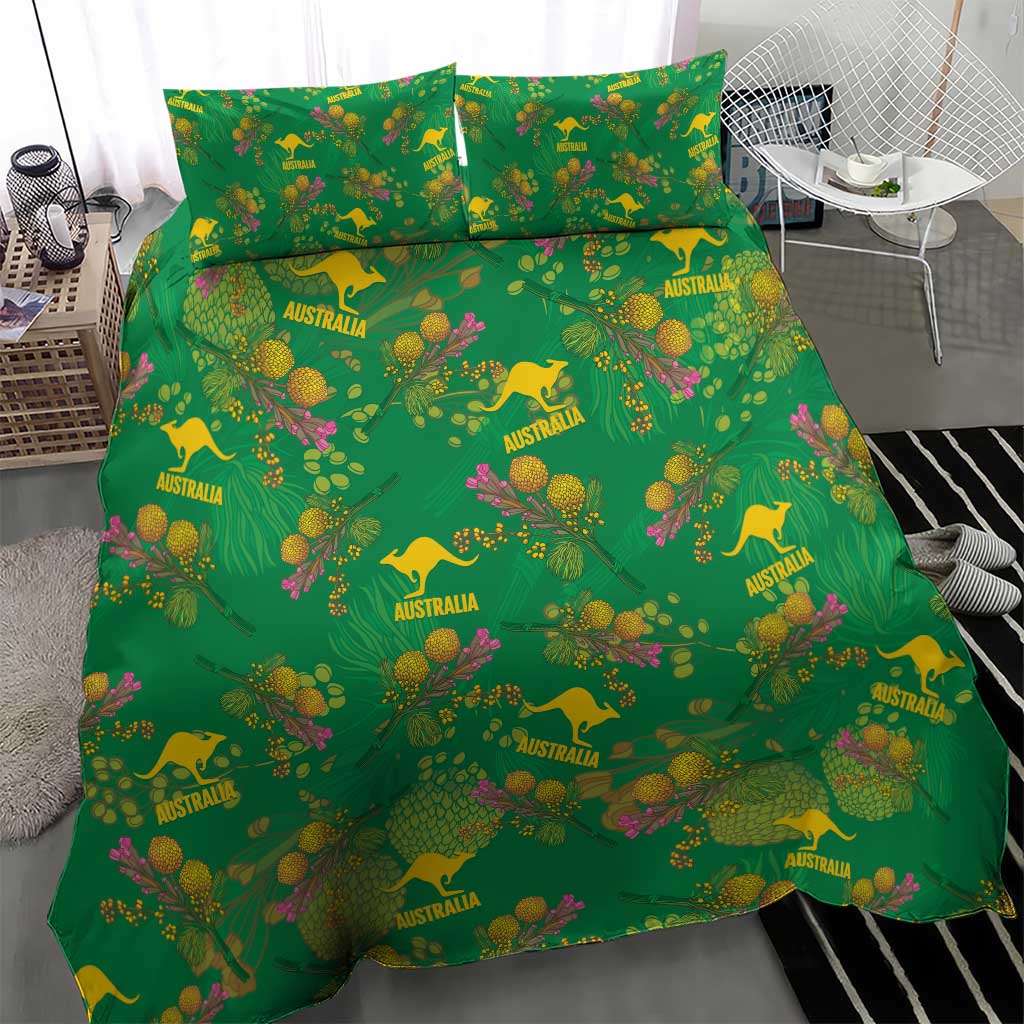 Australia Billy Buttons Bedding Set Aussie Pycnosorus Kangaroo Seamless Style
