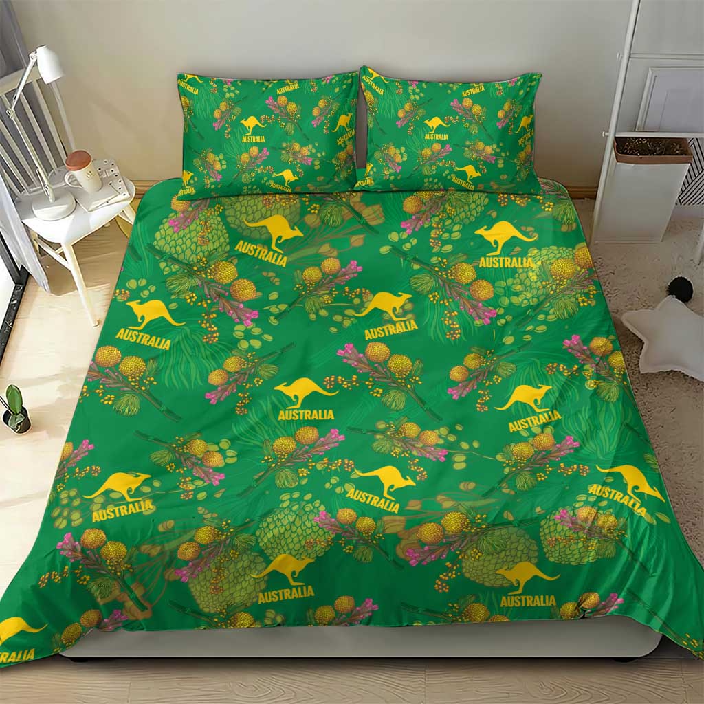 Australia Billy Buttons Bedding Set Aussie Pycnosorus Kangaroo Seamless Style