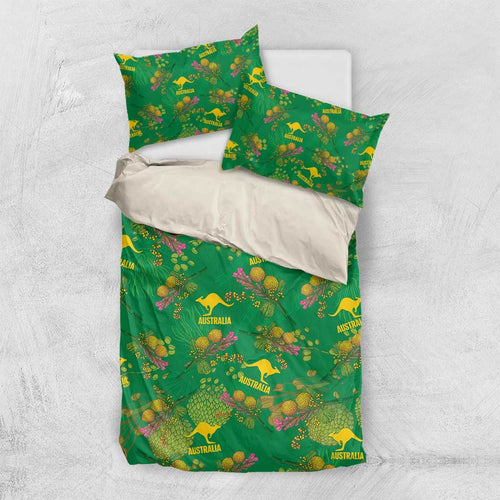 Australia Billy Buttons Bedding Set Aussie Pycnosorus Kangaroo Seamless Style