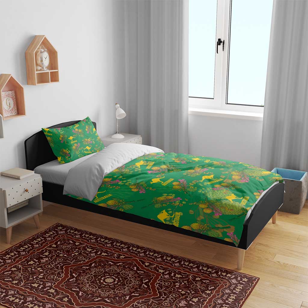 Australia Billy Buttons Bedding Set Aussie Pycnosorus Kangaroo Seamless Style