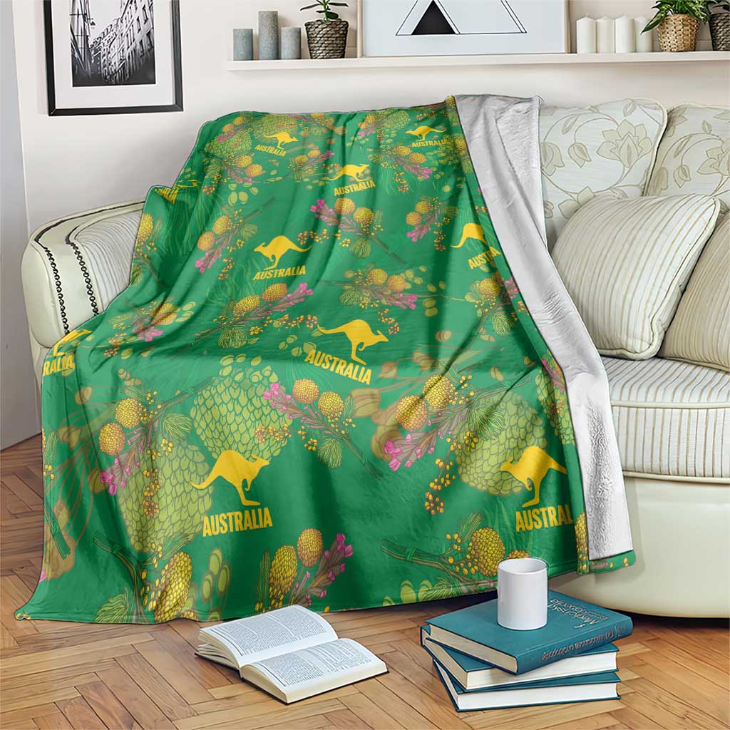 Australia Billy Buttons Blanket Aussie Pycnosorus Kangaroo Seamless Style