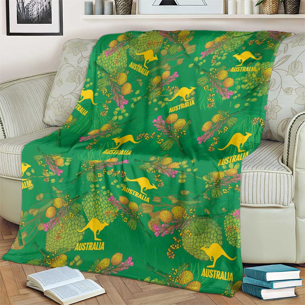 Australia Billy Buttons Blanket Aussie Pycnosorus Kangaroo Seamless Style