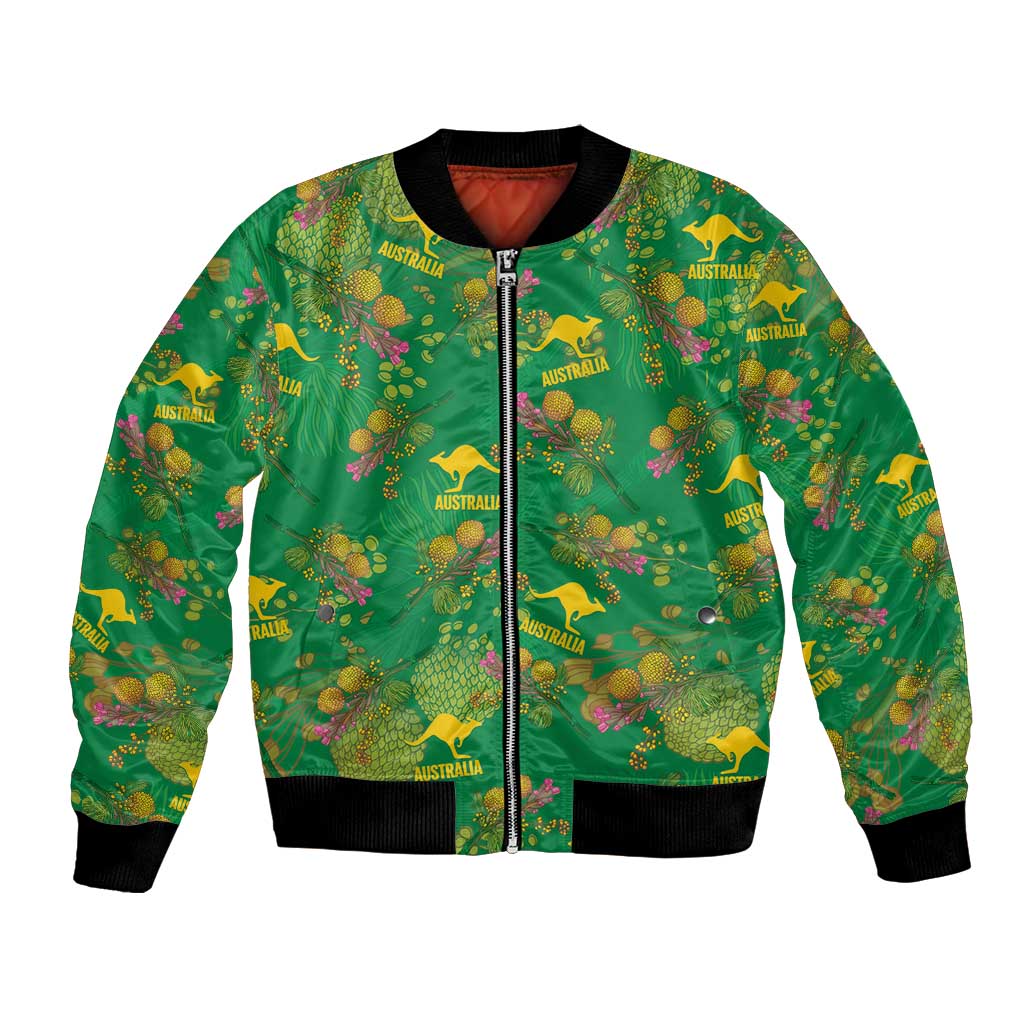 Australia Billy Buttons Bomber Jacket Aussie Pycnosorus Kangaroo Seamless Style