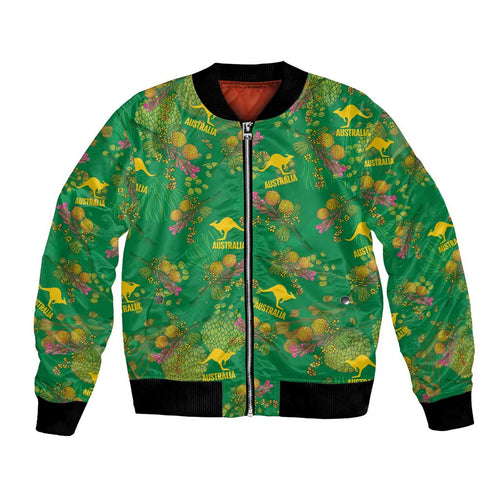 Australia Billy Buttons Bomber Jacket Aussie Pycnosorus Kangaroo Seamless Style