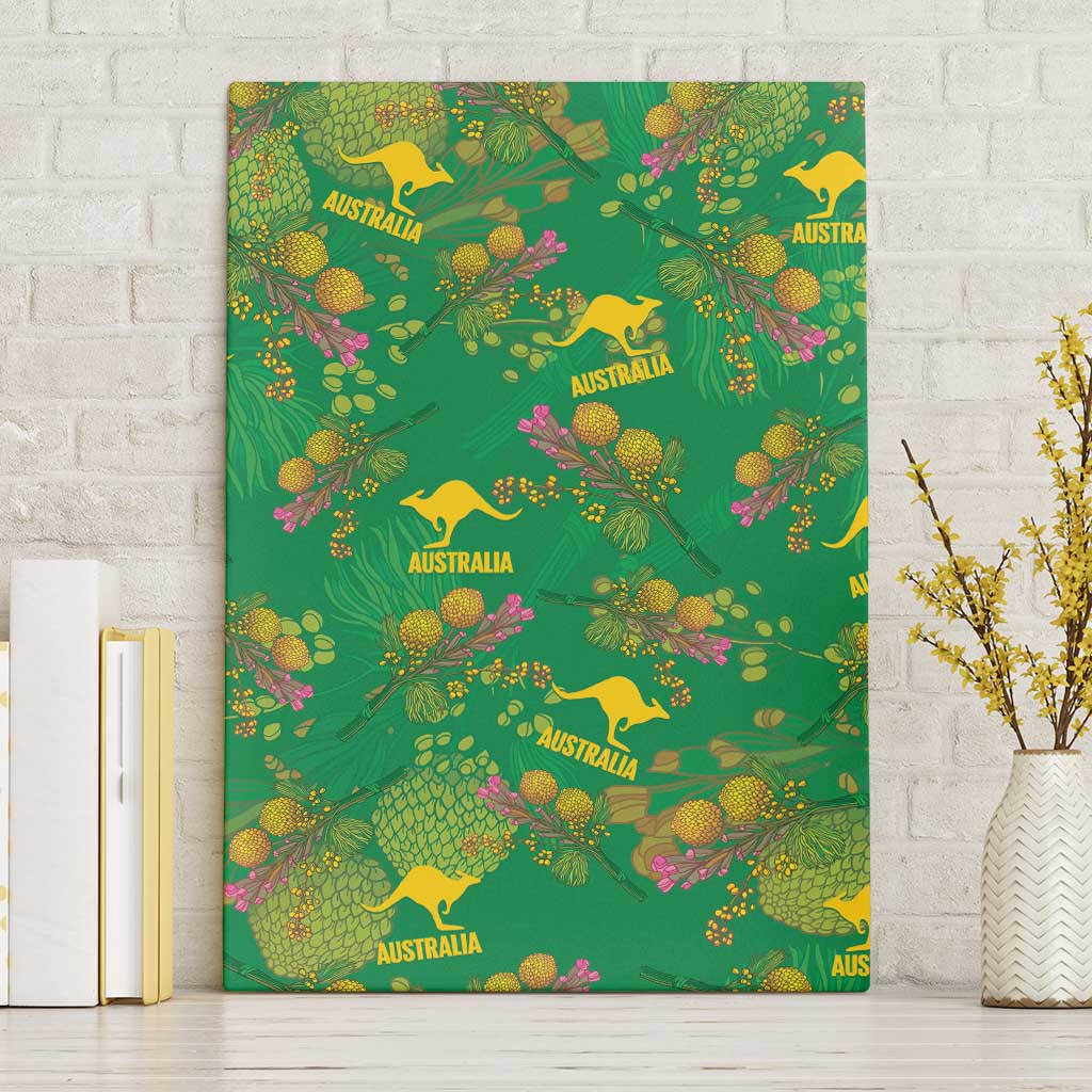 Australia Billy Buttons Canvas Wall Art Aussie Pycnosorus Kangaroo Seamless Style