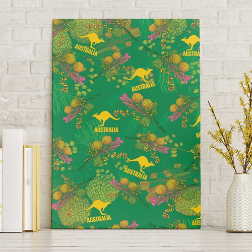 Australia Billy Buttons Canvas Wall Art Aussie Pycnosorus Kangaroo Seamless Style
