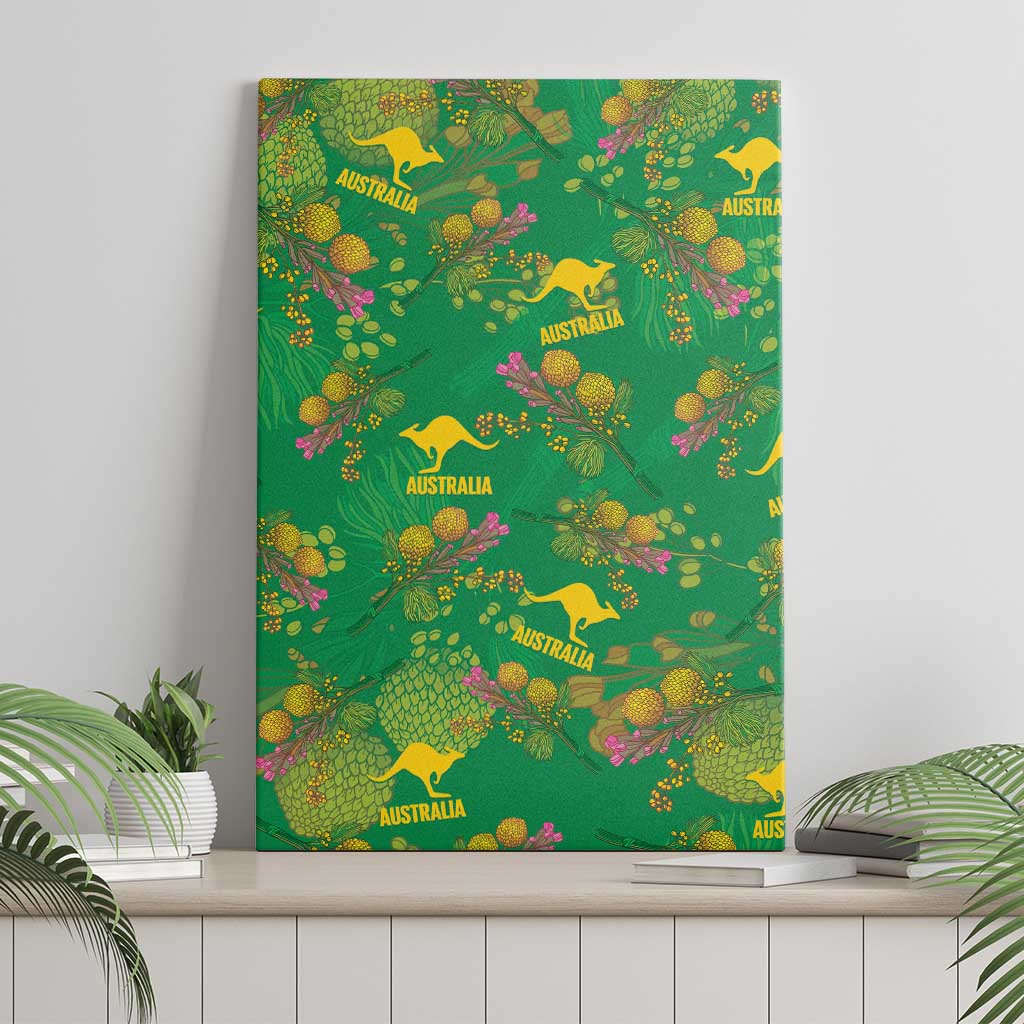 Australia Billy Buttons Canvas Wall Art Aussie Pycnosorus Kangaroo Seamless Style