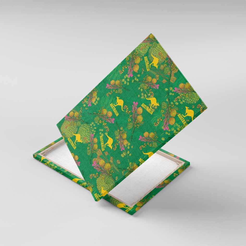 Australia Billy Buttons Canvas Wall Art Aussie Pycnosorus Kangaroo Seamless Style