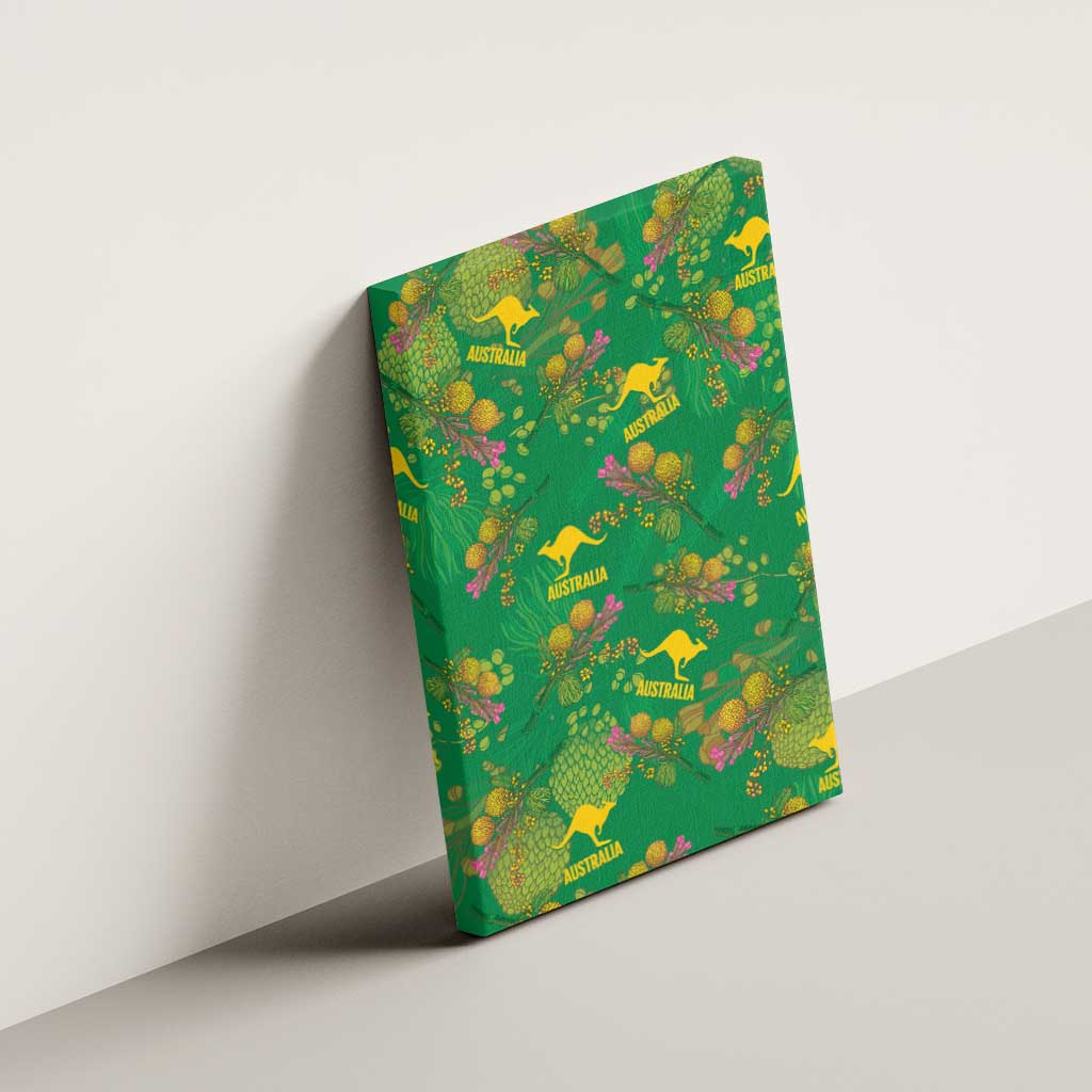 Australia Billy Buttons Canvas Wall Art Aussie Pycnosorus Kangaroo Seamless Style