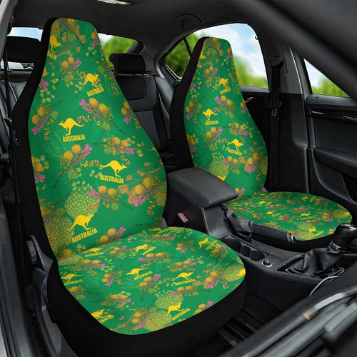 Australia Billy Buttons Car Seat Cover Aussie Pycnosorus Kangaroo Seamless Style