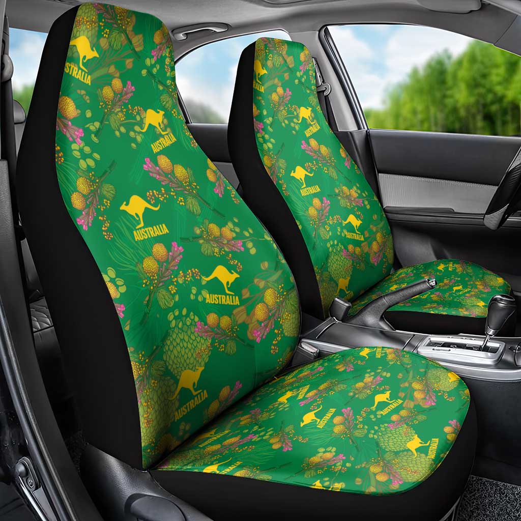 Australia Billy Buttons Car Seat Cover Aussie Pycnosorus Kangaroo Seamless Style