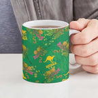 Australia Billy Buttons Ceramic Mug Aussie Pycnosorus Kangaroo Seamless Style
