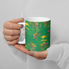 Australia Billy Buttons Ceramic Mug Aussie Pycnosorus Kangaroo Seamless Style