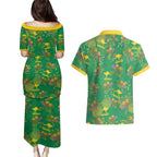 Australia Billy Buttons Couples Matching Puletasi and Hawaiian Shirt Aussie Pycnosorus Kangaroo Seamless Style