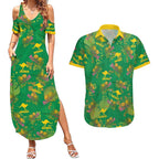 Australia Billy Buttons Couples Matching Summer Maxi Dress and Hawaiian Shirt Aussie Pycnosorus Kangaroo Seamless Style