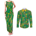 Australia Billy Buttons Couples Matching Tank Maxi Dress and Long Sleeve Button Shirt Aussie Pycnosorus Kangaroo Seamless Style