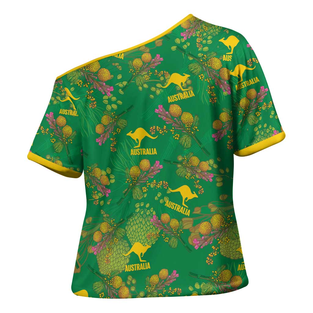 Australia Billy Buttons Cross Shoulder Shirt Aussie Pycnosorus Kangaroo Seamless Style
