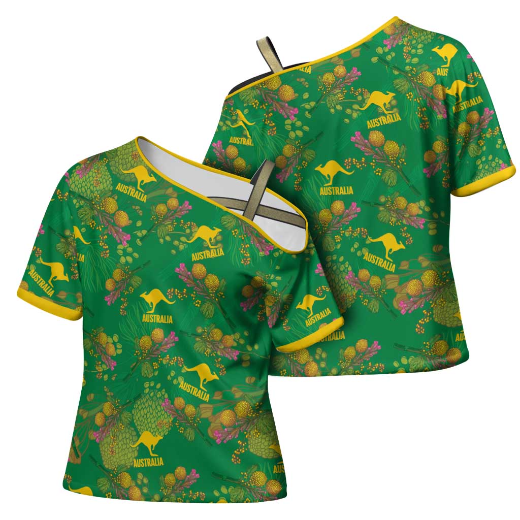 Australia Billy Buttons Cross Shoulder Shirt Aussie Pycnosorus Kangaroo Seamless Style