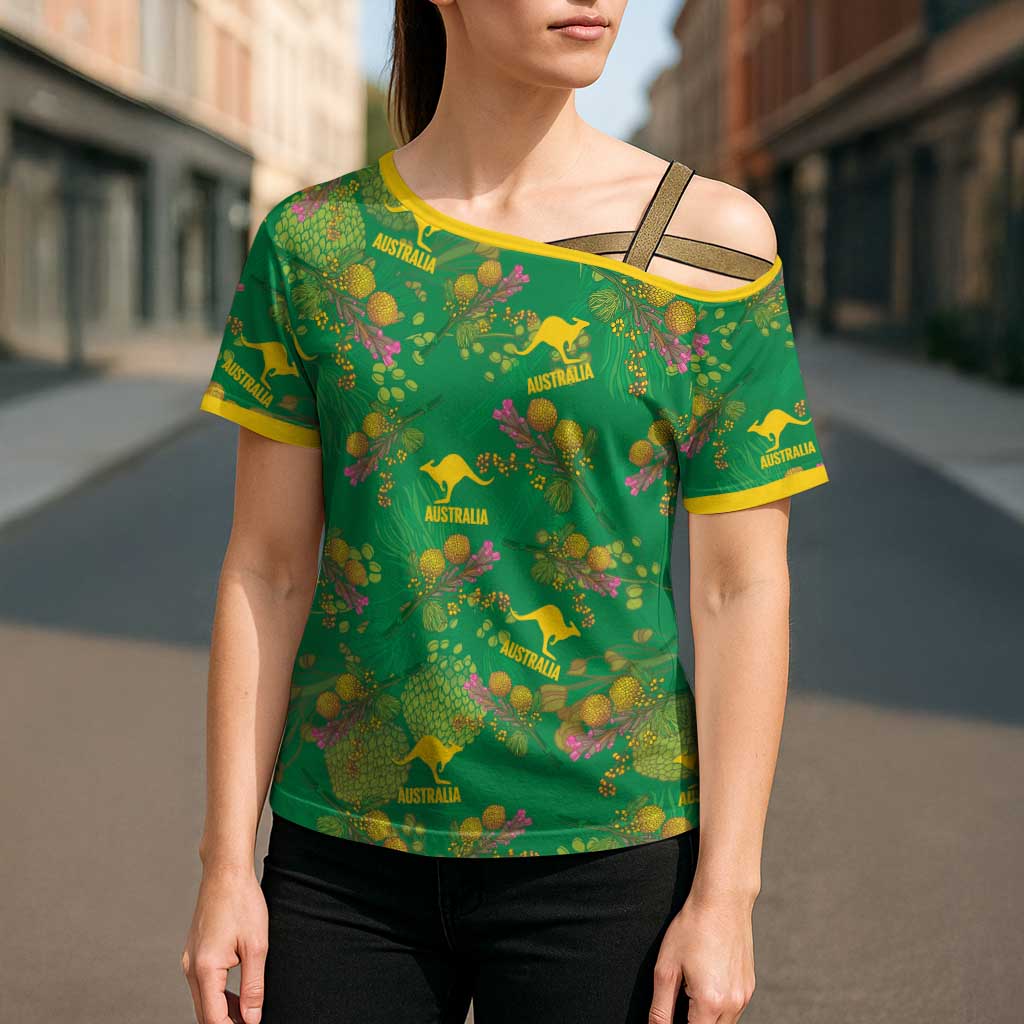 Australia Billy Buttons Cross Shoulder Shirt Aussie Pycnosorus Kangaroo Seamless Style