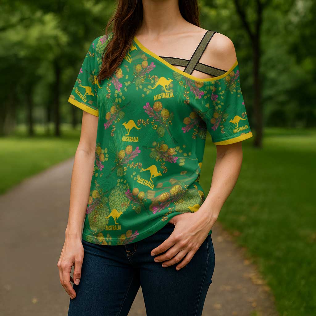 Australia Billy Buttons Cross Shoulder Shirt Aussie Pycnosorus Kangaroo Seamless Style