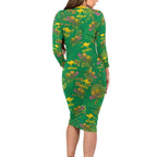 Australia Billy Buttons Family Matching Long Sleeve Bodycon Dress and Hawaiian Shirt Aussie Pycnosorus Kangaroo Seamless Style