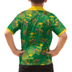 Australia Billy Buttons Family Matching Off The Shoulder Long Sleeve Dress and Hawaiian Shirt Aussie Pycnosorus Kangaroo Seamless Style