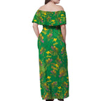 Australia Billy Buttons Family Matching Off Shoulder Maxi Dress and Hawaiian Shirt Aussie Pycnosorus Kangaroo Seamless Style
