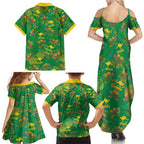 Australia Billy Buttons Family Matching Summer Maxi Dress and Hawaiian Shirt Aussie Pycnosorus Kangaroo Seamless Style