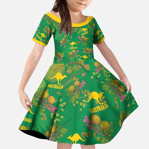 Australia Billy Buttons Family Matching Tank Maxi Dress and Hawaiian Shirt Aussie Pycnosorus Kangaroo Seamless Style