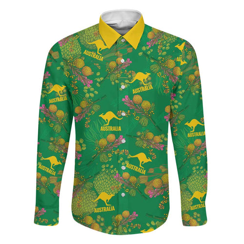 Australia Billy Buttons Family Matching Tank Maxi Dress and Hawaiian Shirt Aussie Pycnosorus Kangaroo Seamless Style