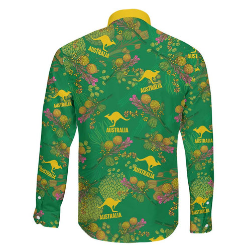 Australia Billy Buttons Family Matching Tank Maxi Dress and Hawaiian Shirt Aussie Pycnosorus Kangaroo Seamless Style