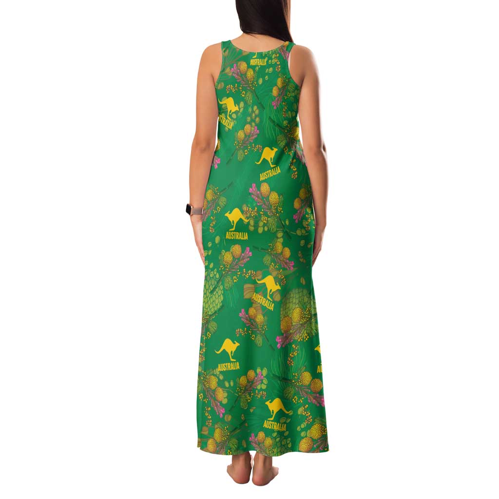 Australia Billy Buttons Family Matching Tank Maxi Dress and Hawaiian Shirt Aussie Pycnosorus Kangaroo Seamless Style