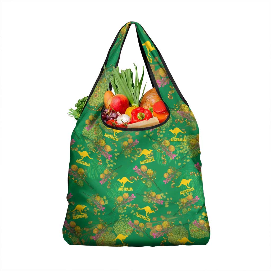 Australia Billy Buttons Grocery Bag Aussie Pycnosorus Kangaroo Seamless Style