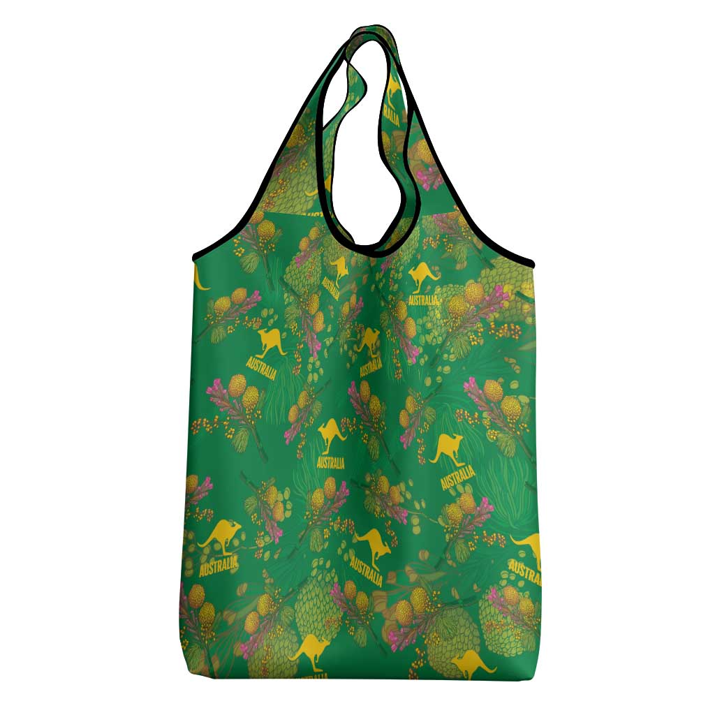Australia Billy Buttons Grocery Bag Aussie Pycnosorus Kangaroo Seamless Style