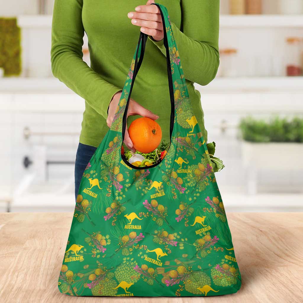 Australia Billy Buttons Grocery Bag Aussie Pycnosorus Kangaroo Seamless Style