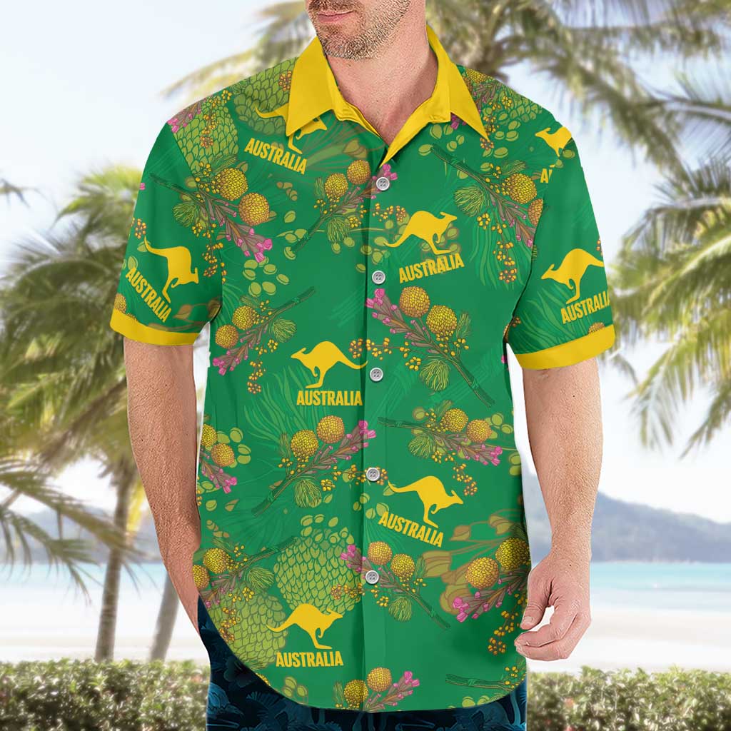 Australia Billy Buttons Hawaiian Shirt Aussie Pycnosorus Kangaroo Seamless Style