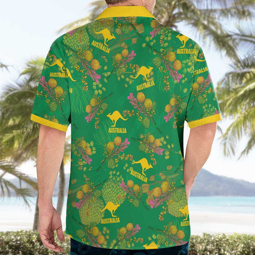 Australia Billy Buttons Hawaiian Shirt Aussie Pycnosorus Kangaroo Seamless Style
