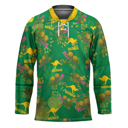 Australia Billy Buttons Hockey Jersey Aussie Pycnosorus Kangaroo Seamless Style