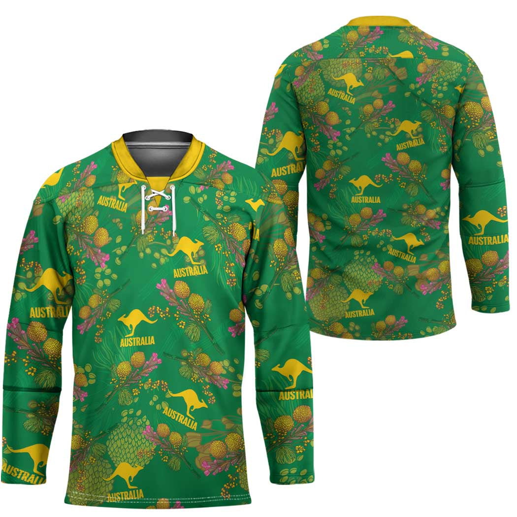 Australia Billy Buttons Hockey Jersey Aussie Pycnosorus Kangaroo Seamless Style