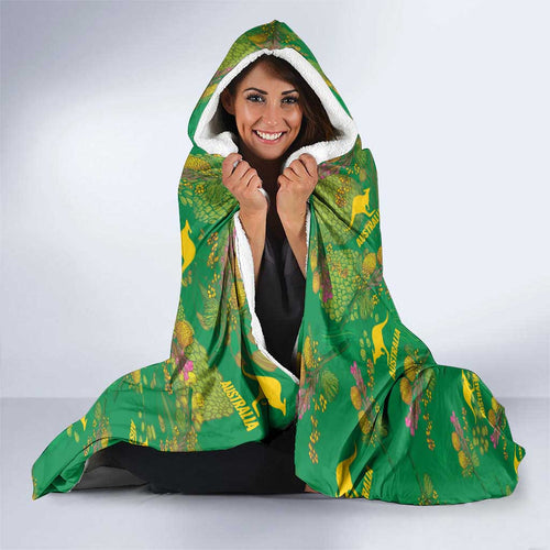 Australia Billy Buttons Hooded Blanket Aussie Pycnosorus Kangaroo Seamless Style
