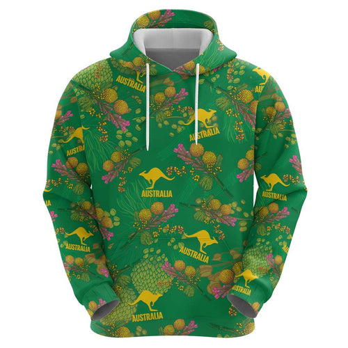 Australia Billy Buttons Hoodie Aussie Pycnosorus Kangaroo Seamless Style
