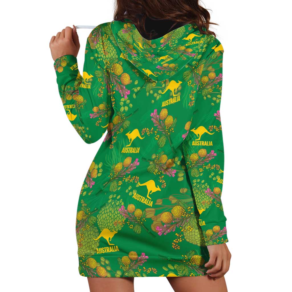 Australia Billy Buttons Hoodie Dress Aussie Pycnosorus Kangaroo Seamless Style
