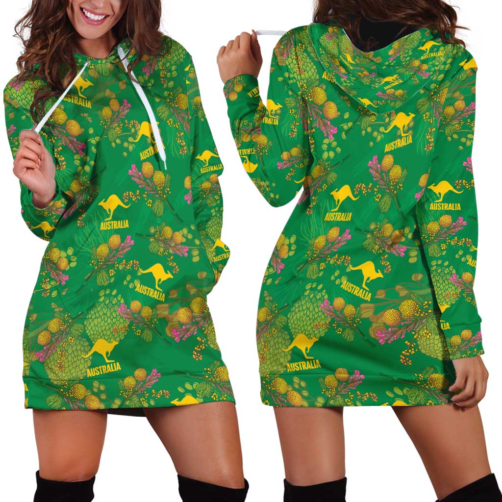 Australia Billy Buttons Hoodie Dress Aussie Pycnosorus Kangaroo Seamless Style