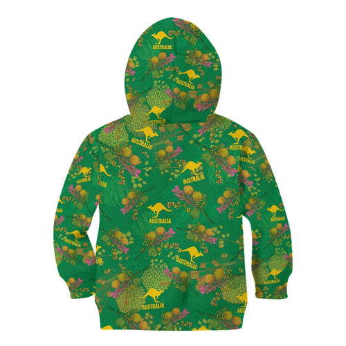 Australia Billy Buttons Kid Hoodie Aussie Pycnosorus Kangaroo Seamless Style