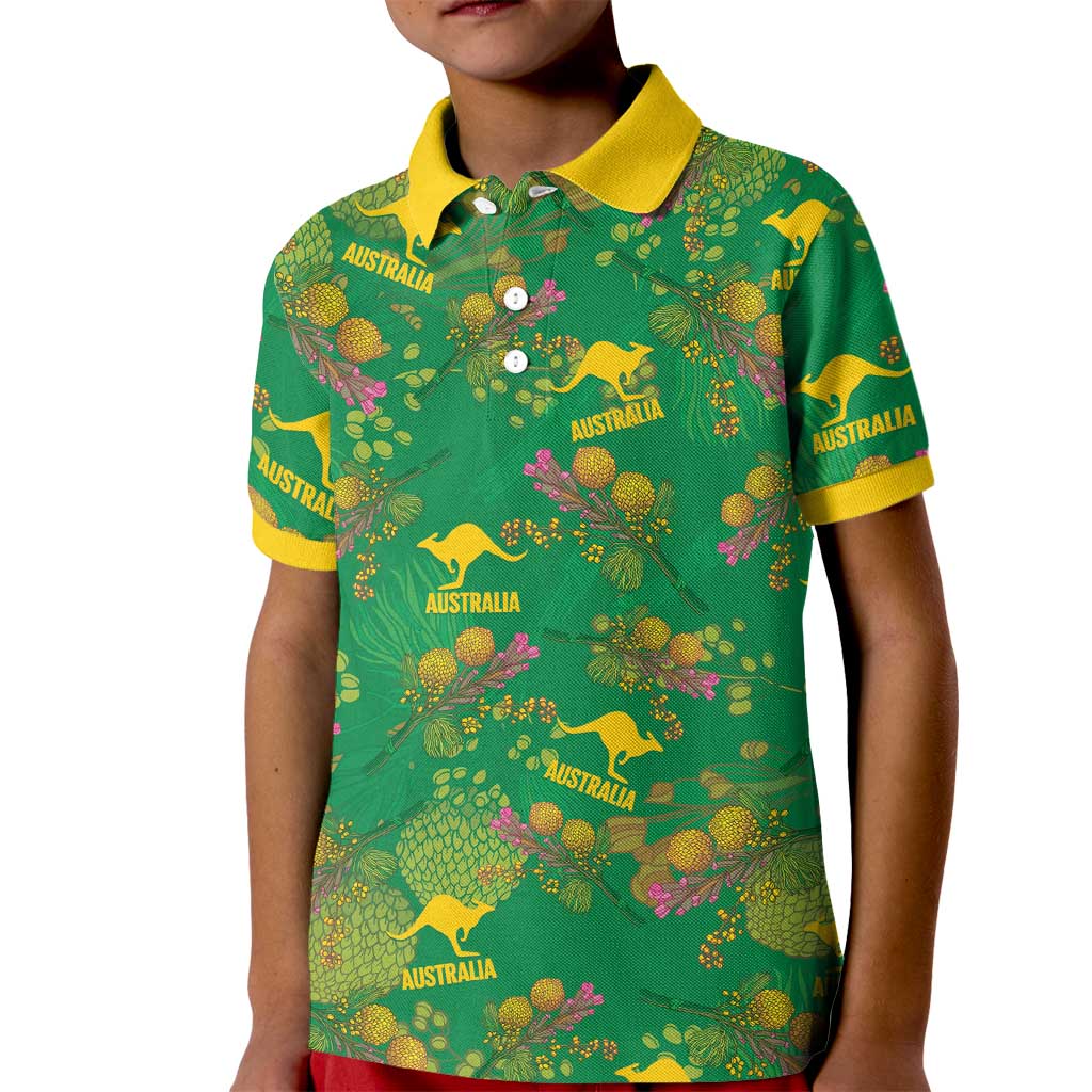 Australia Billy Buttons Kid Polo Shirt Aussie Pycnosorus Kangaroo Seamless Style