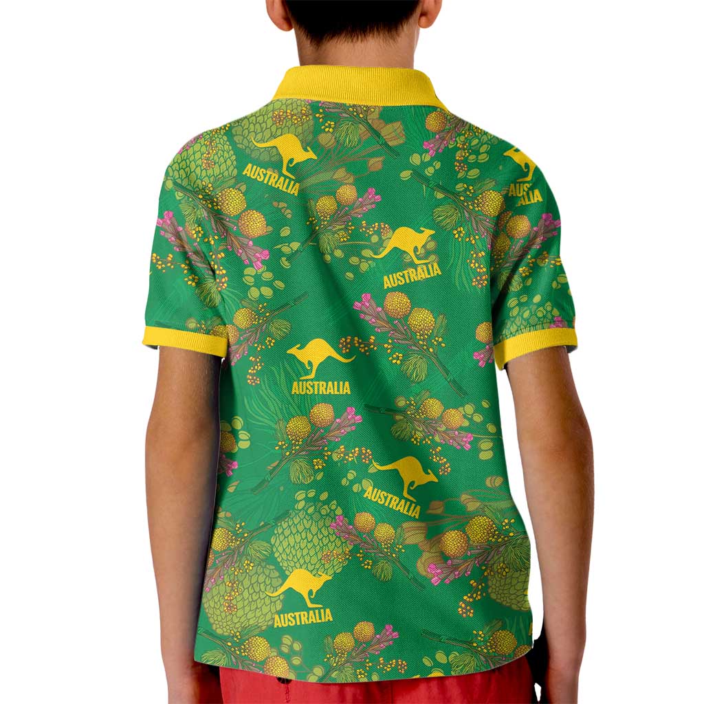 Australia Billy Buttons Kid Polo Shirt Aussie Pycnosorus Kangaroo Seamless Style